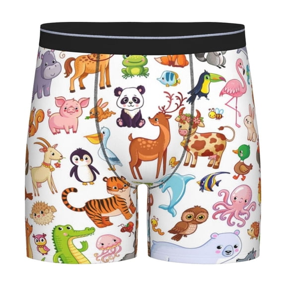 Disketp Animal Cartoon Style Men's Boxer Briefs Men’s Underwear Boxer Briefs for Men