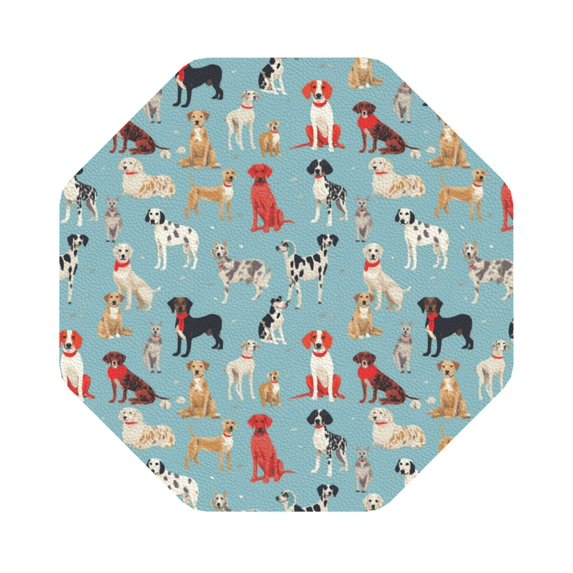 Disketp Animal Dog Funny Coasters,6 Pcs Leather Coasters With Holder, Perfect Housewarming Hostess Gifts,Protect Furniture From Water Marks Scratch And Damage