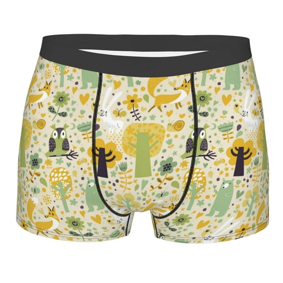 Disketp Animal Tree Men's Boxer Briefs,Soft and Breathable Cotton Underwear with ComfortFlex Waistband