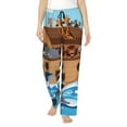 thumbnail image 1 of Disketp Animals On Noah'S Ark Print Women'S Comfy Pajama Pants Casual Drawstring Palazzo Lounge Wide Leg Pants, 1 of 9