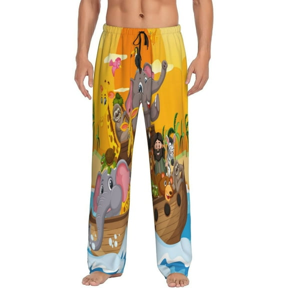 Disketp Animals On Noah'S Ark1 Men'S Pajama Pants - Ultra Soft Fleece Sleep And Lounge Pants (Size: S-Xxl)