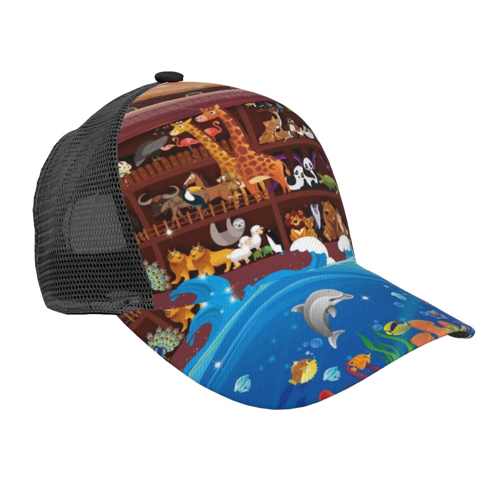 Disketp Animals on Noah's Ark Print Trucker Hat Men Women Mesh