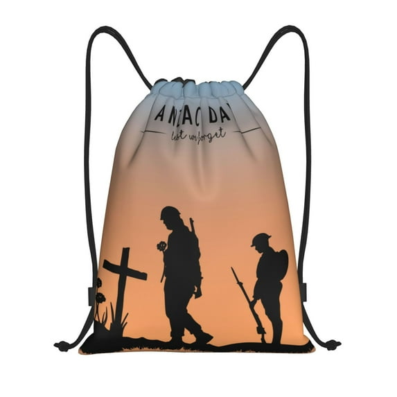 Disketp Anzac Day Drawstring Backpack Drawstring Gym Bags Draw String Bags for Sports, Gym, Travel, Swimming, Beach-Small