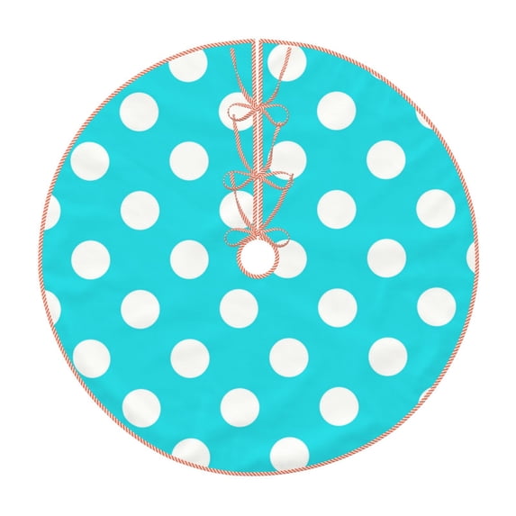 Disketp Aqua And White Polka Dot Christmas Tree Skirt, Christmas Tree Decorations, Christmas Decor, Tree Mat Decoration(30-48IN)-48"