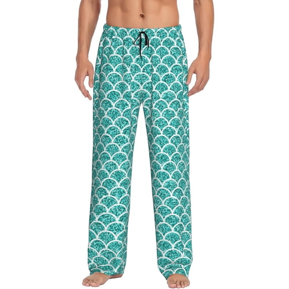 Disketp Aquamarine Glitter1 Men's Pajama Pants - Ultra Soft Fleece Sleep and Lounge Pants (Size: S-XXL)