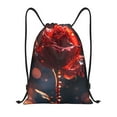 thumbnail image 1 of Disketp Artistic Dewdrop Rose Drawstring Backpack Drawstring Gym Bags Draw String Bags for Sports, Gym, Travel, Swimming, Beach-Small, 1 of 6