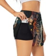 thumbnail image 1 of Disketp Astronaut Cosmic Rainbow Women's Shorts Workout Shorts for Athletic Gym Running Shorts with Phone Pockets-Medium, 1 of 7