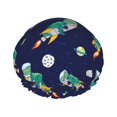 thumbnail image 1 of Disketp Astronaut Dinosaur And Space Shower Caps,Reusable Shower Cap For Women, Double Layer Waterproof Hair Cap, Large Size For All Hair Lengths,For Girls Spa Home Salon Use, 1 of 9