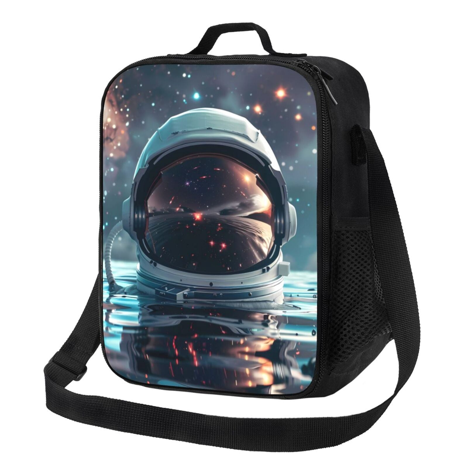 Reflection Lunch Box Disketp Astronaut Helmet Reflections Insulated Lunch Bag Lunch Box ...
