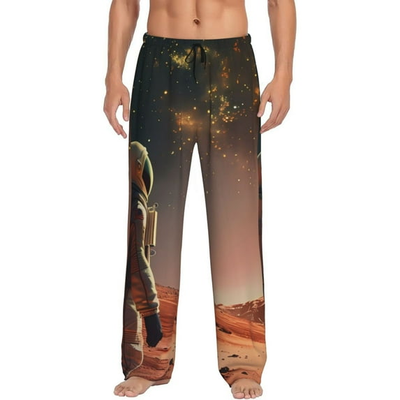 Disketp Astronaut On Mars A Men's Pajama Pants - Ultra Soft Fleece Sleep and Lounge Pants (Size: S-XXL)-