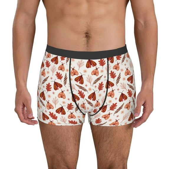 Disketp Autumn Brown Butterfly Men's Boxer Briefs,Soft and Breathable Cotton Underwear with ComfortFlex Waistband-Small