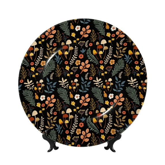 Disketp Autumn Floral Ceramic Plate Dinner Plates Bone China Decorative Plates Art Ceramic Ornaments for Wall Hanging Decoration -8in