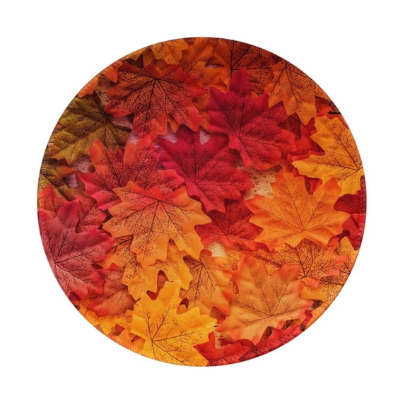 Disketp Autumn Leaf Small Mouse Pad 7.9x7.9 Inches,Washable Round Mousepad For Office Laptop Computer,Non-Slip Rubber Base Mouse Pads For Wireless Mouse