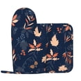 thumbnail image 1 of Disketp Autumn Leaves With Blue Oven Mitts And Potholders Bbq Gloves-Oven Mitts And Pot Holders With Recycled Infill Silicone Non-Slip Cooking Gloves For Cooking Baking Grilling, 1 of 9