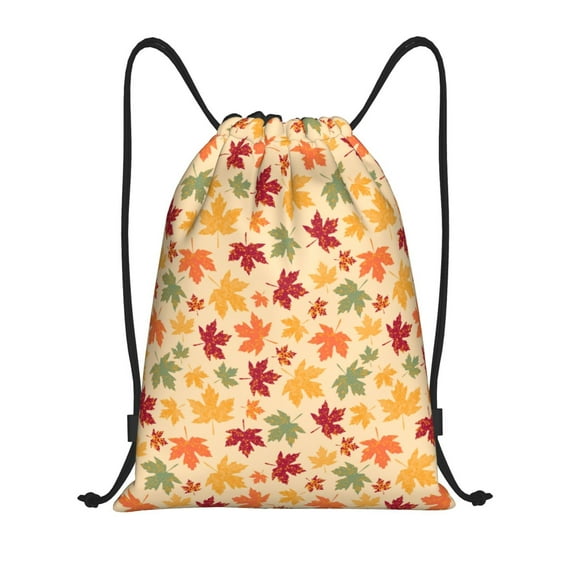 Disketp Autumn Maple Leaves Drawstring Backpack Drawstring Gym Bags Draw String Bags for Sports, Gym, Travel, Swimming, Beach-Medium