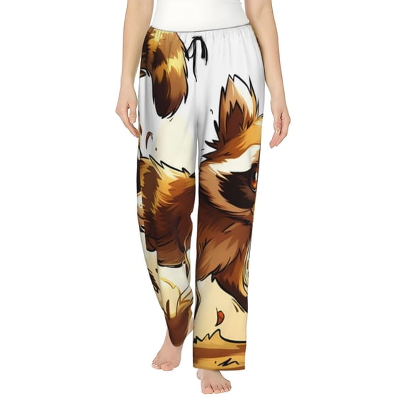Disketp Autumn Raccoon In Forest for Women's Pajama Pants - Ultra Soft Fleece Sleep and Lounge Pants (Size: S-3XL)-Small