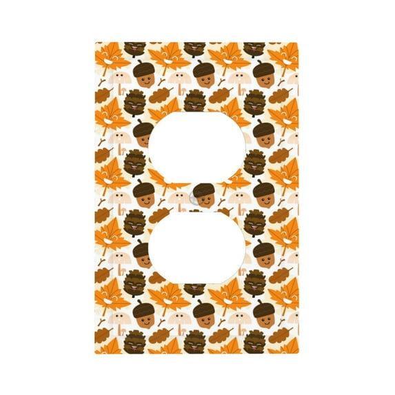 Disketp Autumn Woodland Characters Decorative Light Switch or Outlet Wall Plate with Safety Cover-Style S