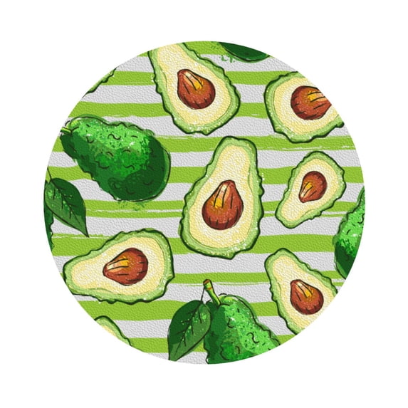 Disketp Avocado Green Striped Funny Coasters,4 Pcs Leather Coasters With Holder, Perfect Housewarming Hostess Gifts,Protect Furniture From Water Marks Scratch