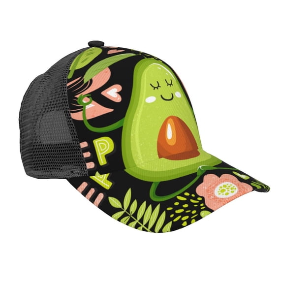 Disketp Avocado Keep Calm Print Trucker Hat Men Women - Mesh Baseball SnapBack Cap