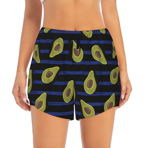 Disketp Avocado Print Women's Shorts Workout Shorts for Athletic Gym Running Shorts with Phone Pockets Medium