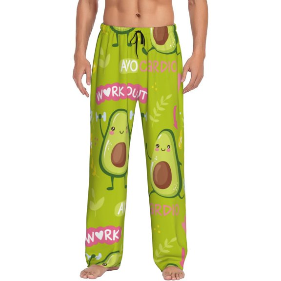 Disketp Avocado Work Out Men'S Pajama Pants - Ultra Soft Fleece Sleep And Lounge Pants (Size: S-Xxl)