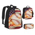 thumbnail image 1 of Disketp Baseball Ball With Flag Large Capacity Backpack Lunch Bag Pencil Case Combination 3 Piece Set for Student, 1 of 7