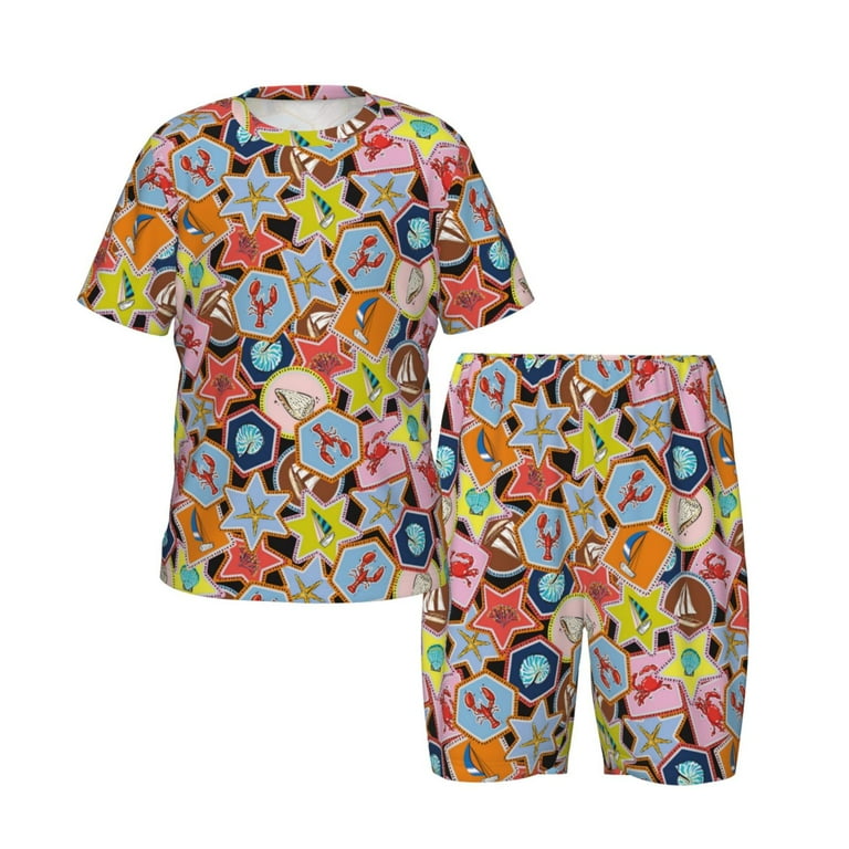 Disketp Beach Life for Kids Short Sleeve Pajamas Kids Summer Pjs Children pajamas Large Walmart