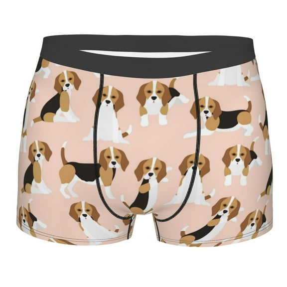 Disketp Beagle Dog On Brown Men'S Boxer Briefs,Soft And Breathable Cotton Underwear With Comfortflex Waistband