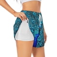 thumbnail image 1 of Disketp Beautiful Blue Peacock Print Women's Shorts Workout Shorts for Athletic Gym Running Shorts with Phone Pockets XX-Large, 1 of 5