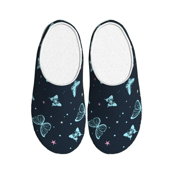 Disketp Beautiful Butterflies Women's Men's Slippers Plush Slip-On House Slipper for Winter Indoor Soft Cushion Non-slip Fluffy Slides Slippers-8