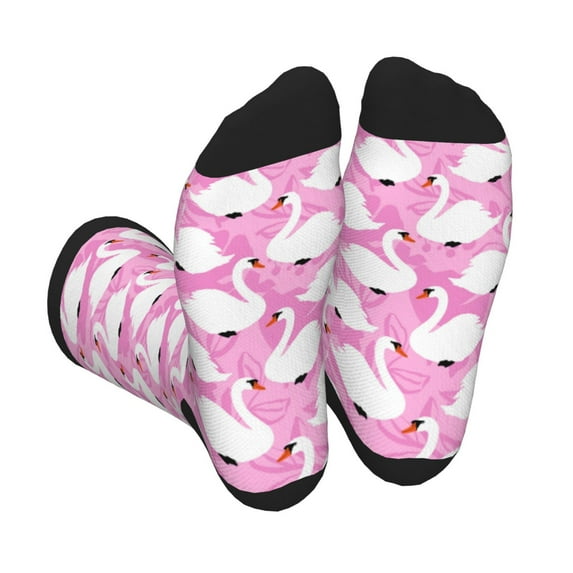 Disketp Beautiful Swans Unisex Mid-Calf Socks Lightweight Breathable Ventilation Ankle Socks