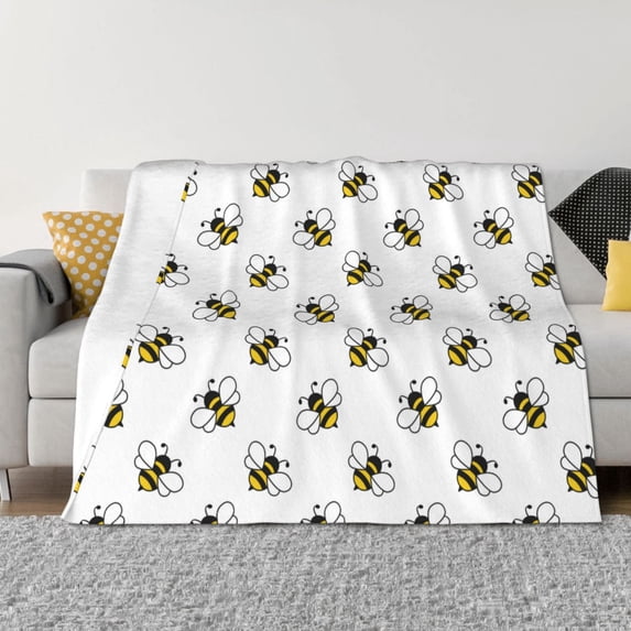Disketp Bee Flannel Blankets - Thick and Warm Blanket for Winter, Soft Fuzzy Plush King Blanket for All Seasons80"x60"