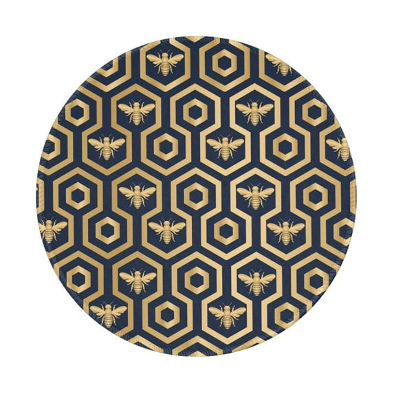 Disketp Bee Hive Hexagon Small Mouse Pad 7.9x7.9 Inches,Washable Round Mousepad For Office Laptop Computer,Non-Slip Rubber Base Mouse Pads For Wireless Mouse