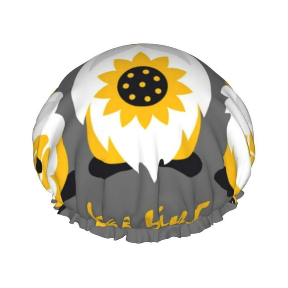 Disketp Bee Kind Shower Caps,Reusable Shower Cap For Women, Double Layer Waterproof Hair Cap, Large Size For All Hair Lengths,For Girls Spa Home Salon Use