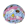 thumbnail image 1 of Disketp Bees And Daisies Striped Shower Caps,Reusable Shower Cap For Women, Double Layer Waterproof Hair Cap, Large Size For All Hair Lengths,For Girls Spa Home Salon Use, 1 of 9