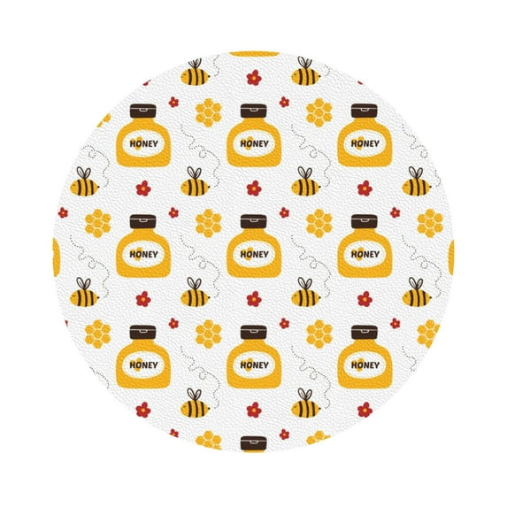Disketp Bees and Flowers Small Mouse Pad 7.9x7.9 Inches,Washable Round Mousepad for Office Laptop Computer,Non-Slip Rubber Base Mouse Pads for Wireless Mouse