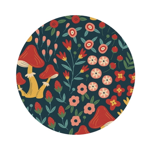 Disketp Berries And Flowers Funny Coasters,4 Pcs Leather Coasters With Holder, Perfect Housewarming Hostess Gifts,Protect Furniture From Water Marks Scratch And Damage