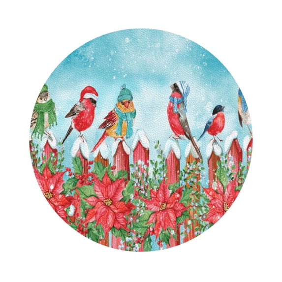 Disketp Birds Funny Coasters,6 Pcs Leather Coasters With Holder, Perfect Housewarming Hostess Gifts,Protect Furniture From Water Marks Scratch And Damage