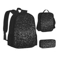 Disketp Black And White Dotted Large Capacity Backpack Lunch Bag Pencil
