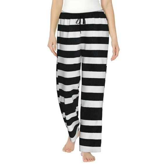 Disketp Black And White Stripes Print Women'S Comfy Pajama Pants Casual Drawstring Palazzo Lounge Wide Leg Pants