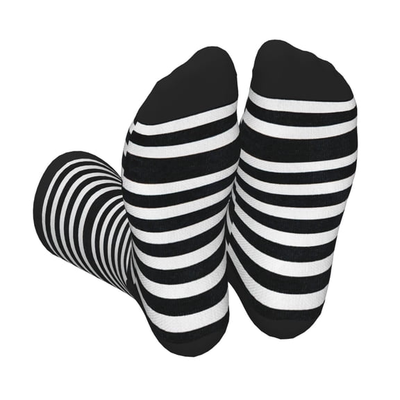 Disketp Black And White Stripes Unisex Mid-Calf Socks Lightweight Breathable Ventilation Ankle Socks