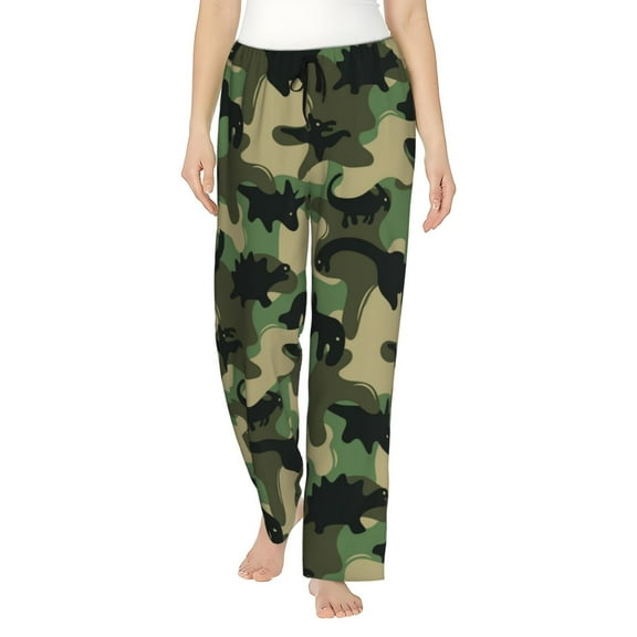 Disketp Black Dinosaur Print Women'S Comfy Pajama Pants Casual Drawstring Palazzo Lounge Wide Leg Pants