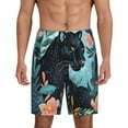 thumbnail image 1 of Disketp Black Panther Floral Illustration for Men's Soft Sleep Pajama Shorts Lightweight Lounge Pant Sleep Pj with Elastic Waistband and Pockets-Medium, 1 of 6