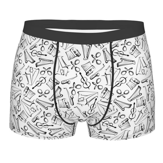 Disketp Black White Music Men's Boxer Briefs,Soft and Breathable Cotton Underwear with ComfortFlex Waistband