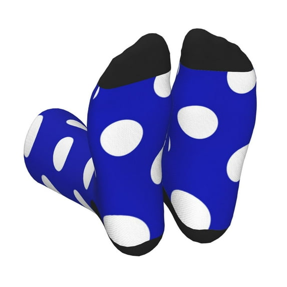 Disketp Blue And White Polka Dot Unisex Mid-Calf Socks Lightweight Breathable Ventilation Ankle Socks