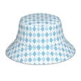 thumbnail image 1 of Disketp Blue And White Squares Print Reflective Bucket Hat Beach Hat Summer Travel Sun Hats Fisherman Cap, 1 of 8