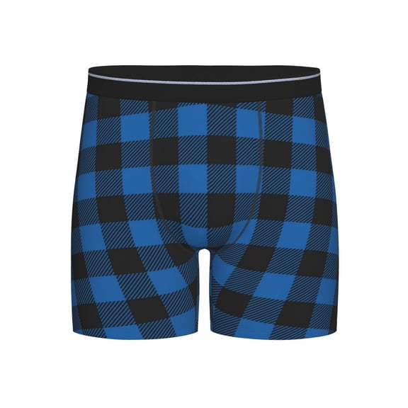 Disketp Blue Black Plaid Men's Boxer Briefs Men’s Underwear Boxer Briefs for Men