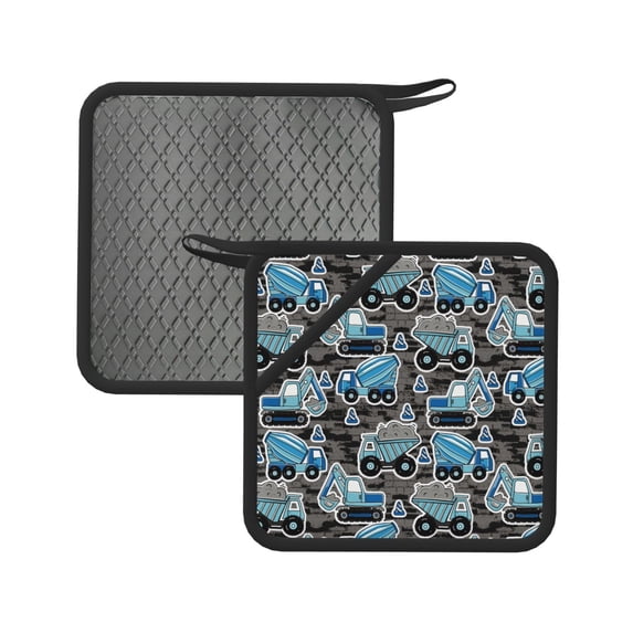Disketp Blue Excavator Pot Holders Kitchen Insulation Mats Heat Resistant Pot-Holder Oven Anti-Scald Pads for Cooking Baking, 7.1*7.1inch