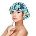 thumbnail image 1 of Disketp Blue Floral with Butterflies Adjustable Sleeping Hair Cap, Hairband Sleeping Cap Turban, Unisex, Available for Curly and Straight Hair, 1 of 6