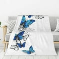 thumbnail image 1 of Disketp Blue Flying Butterflies Cozy Flannel Fleece Throw Blanket: Has a velvety texture for All Seasons - Perfect for Women, Men, & Kids"80"x60", 1 of 6